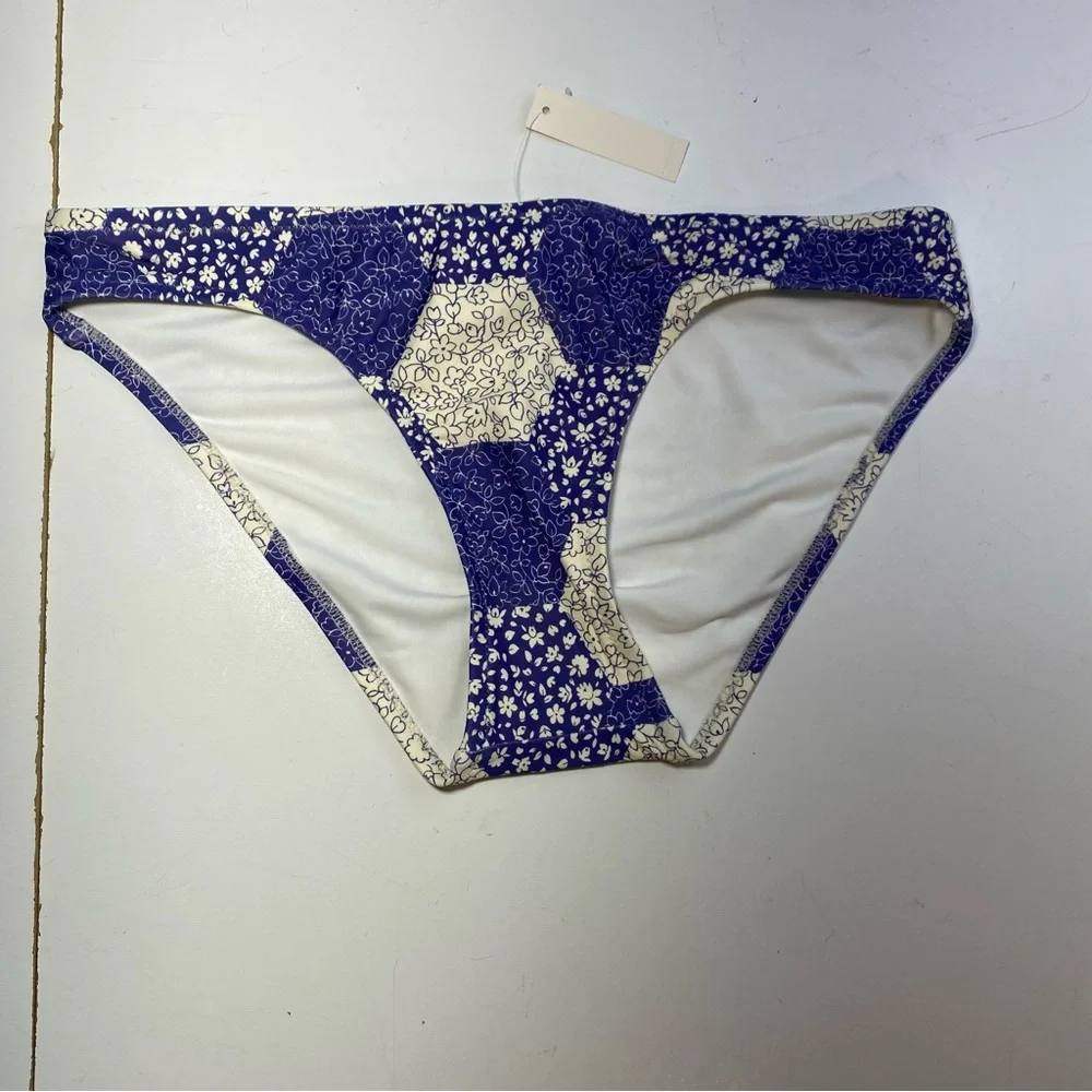 Madewell‎ Blue & White Second Wave Classic Patchwork Floral Bikini Bottoms NWT S